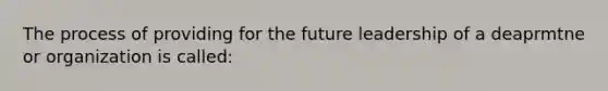 The process of providing for the future leadership of a deaprmtne or organization is called: