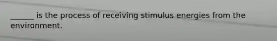 ______ is the process of receiving stimulus energies from the environment.