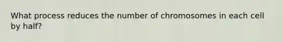 What process reduces the number of chromosomes in each cell by half?