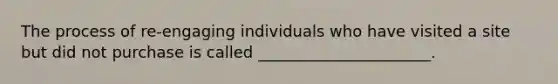 The process of​ re-engaging individuals who have visited a site but did not purchase is called​ ______________________.