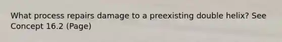 What process repairs damage to a preexisting double helix? See Concept 16.2 (Page)