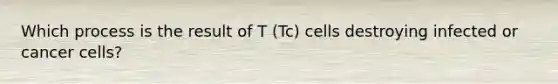 Which process is the result of T (Tc) cells destroying infected or cancer cells?