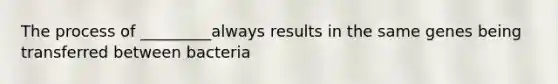 The process of _________always results in the same genes being transferred between bacteria