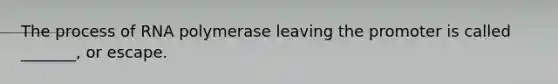 The process of RNA polymerase leaving the promoter is called _______, or escape.