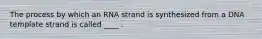 The process by which an RNA strand is synthesized from a DNA template strand is called ____ .