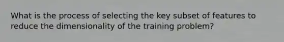 What is the process of selecting the key subset of features to reduce the dimensionality of the training problem?