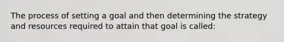 The process of setting a goal and then determining the strategy and resources required to attain that goal is called: