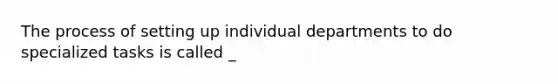 The process of setting up individual departments to do specialized tasks is called _