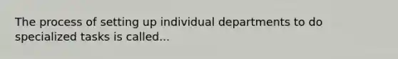 The process of setting up individual departments to do specialized tasks is called...