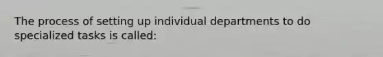 The process of setting up individual departments to do specialized tasks is called: