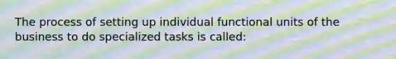 The process of setting up individual functional units of the business to do specialized tasks is called: