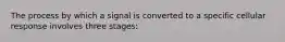 The process by which a signal is converted to a specific cellular response involves three stages: