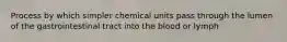 Process by which simpler chemical units pass through the lumen of the gastrointestinal tract into the blood or lymph