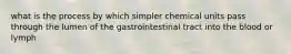 what is the process by which simpler chemical units pass through the lumen of the gastrointestinal tract into the blood or lymph