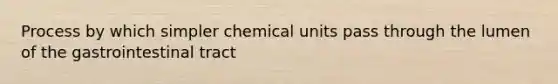 Process by which simpler chemical units pass through the lumen of the gastrointestinal tract