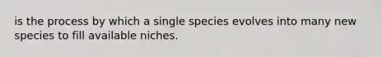 is the process by which a single species evolves into many new species to fill available niches.