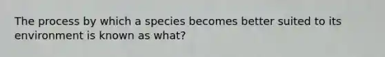 The process by which a species becomes better suited to its environment is known as what?