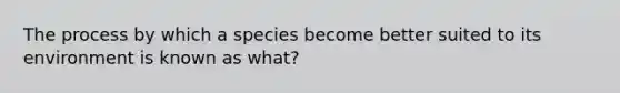 The process by which a species become better suited to its environment is known as what?