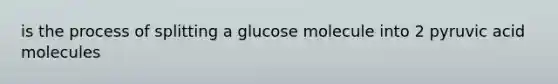 is the process of splitting a glucose molecule into 2 pyruvic acid molecules