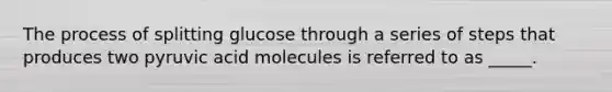 The process of splitting glucose through a series of steps that produces two pyruvic acid molecules is referred to as _____.