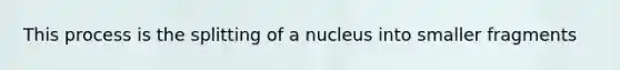 This process is the splitting of a nucleus into smaller fragments