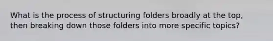 What is the process of structuring folders broadly at the top, then breaking down those folders into more specific topics?