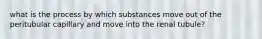 what is the process by which substances move out of the peritubular capillary and move into the renal tubule?