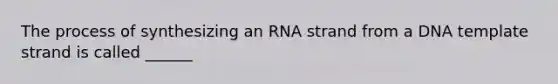 The process of synthesizing an RNA strand from a DNA template strand is called ______