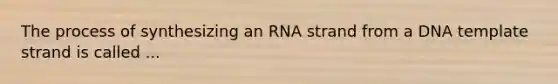 The process of synthesizing an RNA strand from a DNA template strand is called ...