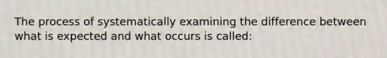 The process of systematically examining the difference between what is expected and what occurs is called: