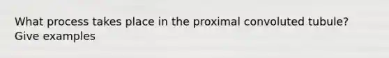 What process takes place in the proximal convoluted tubule? Give examples