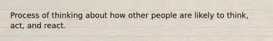 Process of thinking about how other people are likely to think, act, and react.