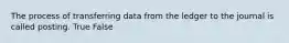 The process of transferring data from the ledger to the journal is called posting. True False