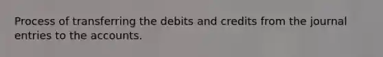 Process of transferring the debits and credits from the journal entries to the accounts.