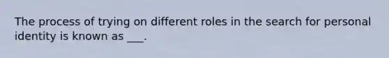 The process of trying on different roles in the search for personal identity is known as ___.