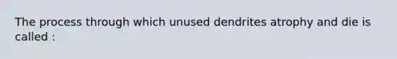 The process through which unused dendrites atrophy and die is called :