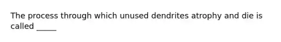 The process through which unused dendrites atrophy and die is called _____