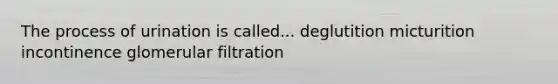 The process of urination is called... deglutition micturition incontinence glomerular filtration