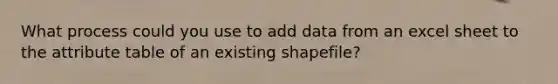 What process could you use to add data from an excel sheet to the attribute table of an existing shapefile?