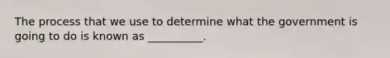 The process that we use to determine what the government is going to do is known as __________.