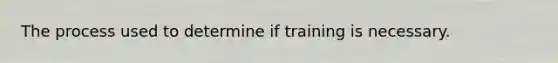 The process used to determine if training is necessary.