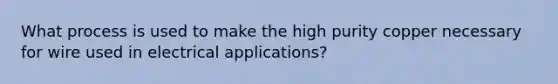 What process is used to make the high purity copper necessary for wire used in electrical applications?