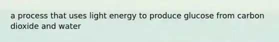 a process that uses light energy to produce glucose from carbon dioxide and water