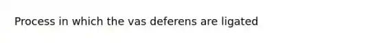 Process in which the vas deferens are ligated