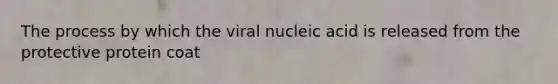 The process by which the viral nucleic acid is released from the protective protein coat