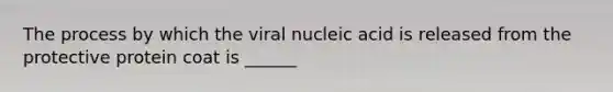 The process by which the viral nucleic acid is released from the protective protein coat is ______