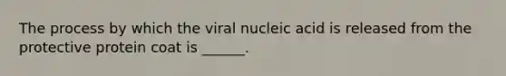 The process by which the viral nucleic acid is released from the protective protein coat is ______.