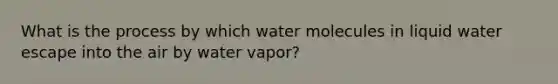 What is the process by which water molecules in liquid water escape into the air by water vapor?