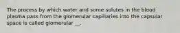 The process by which water and some solutes in the blood plasma pass from the glomerular capillaries into the capsular space is called glomerular __.