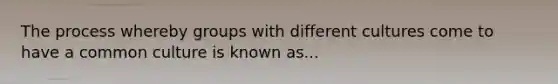 The process whereby groups with different cultures come to have a common culture is known as...